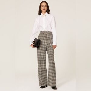 Hugo Boss high rise Wool Trousers Wide Leg in Green/Brown/Blue checkered pattern